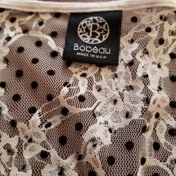 SOLD * Bobeau Lace Peplum Polka Dot Top - Picture 5 of 7